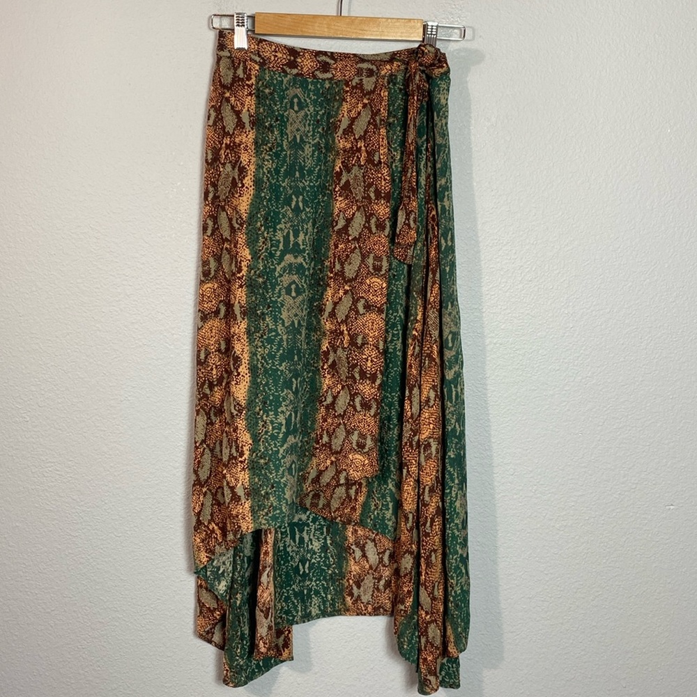Free People‎ Tropical Date Snake Print Wrap Skirt